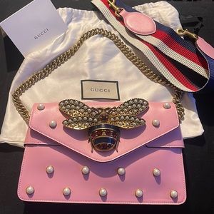 Gucci Showroom Queen Margaret Pink Calfskin Leather Shoulder Bag